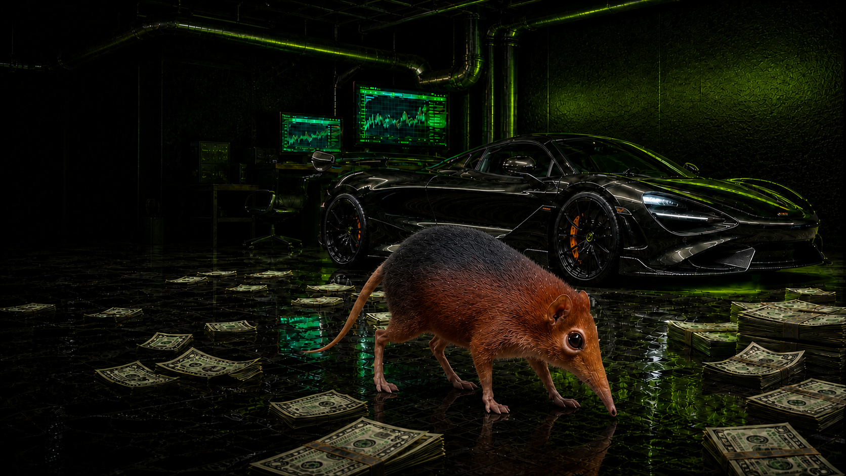 Sniffer beside a black McLaren 765LT